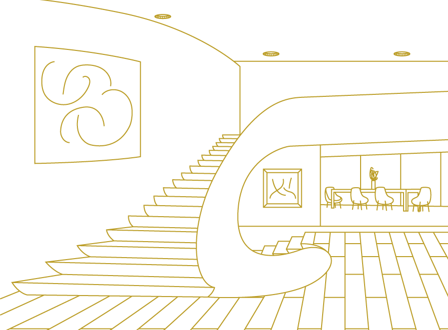 Linien-Grafik eines Raumes