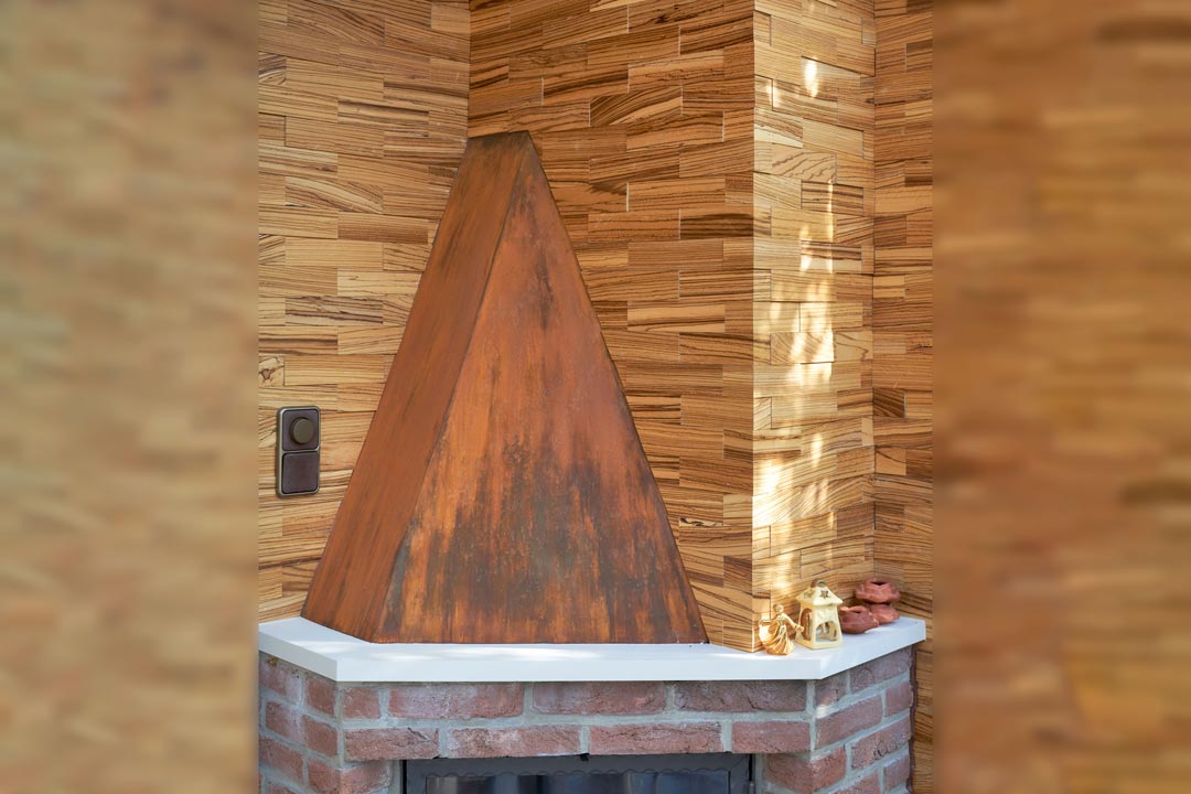 Rosteffekt und Holzverkleidung