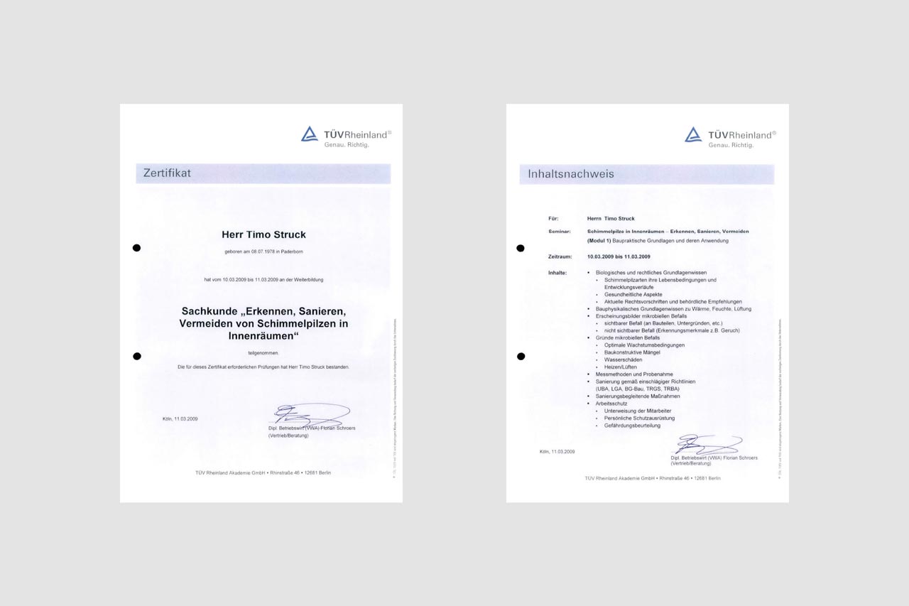 Timo Struck Schimmelbekämpfung Weiterbildung
